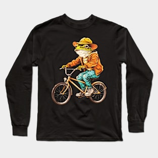 Funny Frog On A Bike Long Sleeve T-Shirt